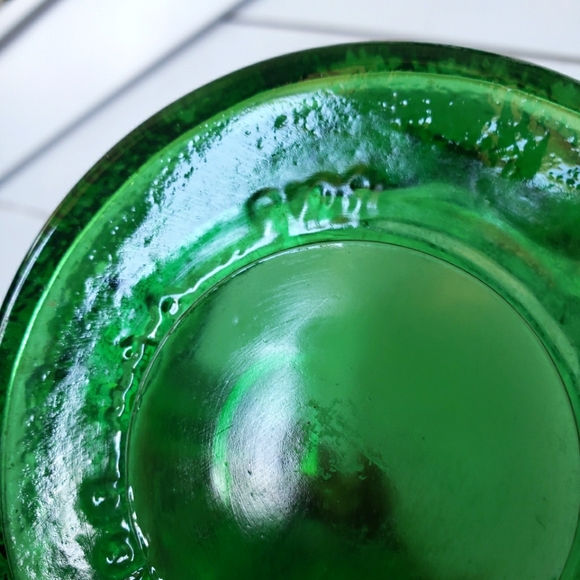Vintage E O Brody Co Emerald Green Crinkle Glass Vase 8" Tall made in USA MCM - Picture 8 of 9
